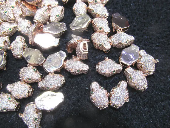 

free ship--12pcs Micro Pave Diamond lempord head bead,vertical hole,CZ Bead / Clear Cubic Zirconia beads paved Bracelet Charms 1