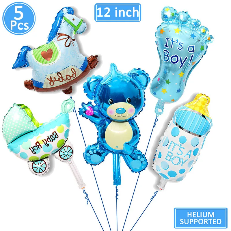 5 шт. милые мини-воздушные шары из фольги для детского душа для мальчиков и девочек, вечерние украшения, принадлежности для первого дня рождения - Цвет: blue mini balloons