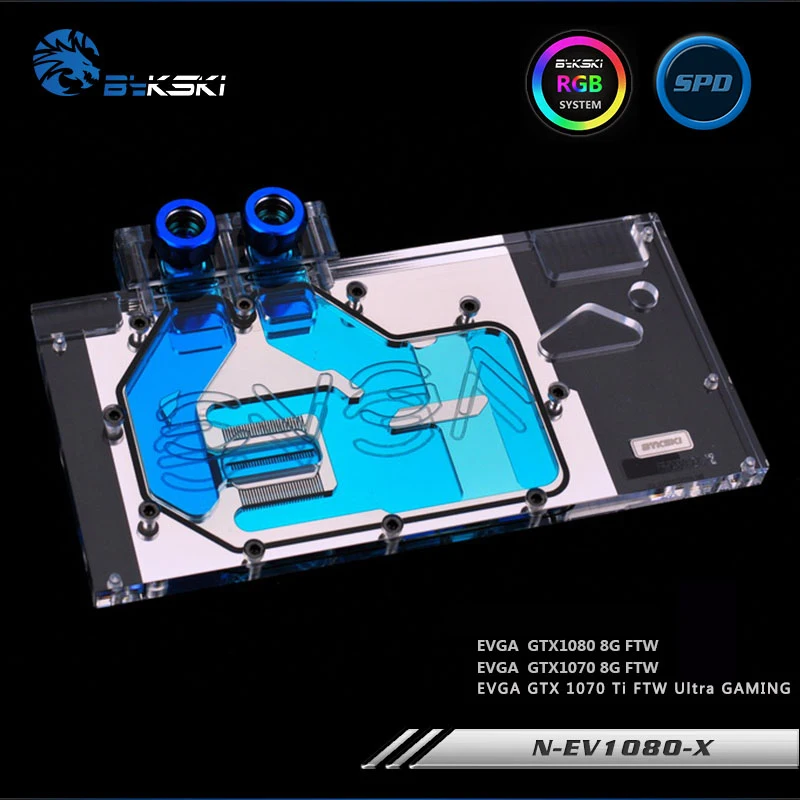 Bykski N EV1080 X полноэкранная Графическая карта блок водяного охлаждения RGB/RBW для EVGA