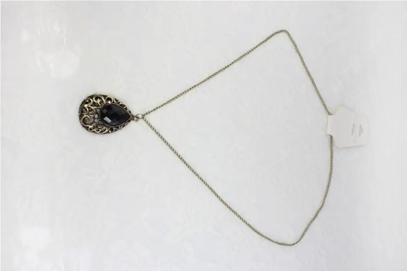 Kuziduocai, новые модные ювелирные изделия, винтажные пирсинг в форме капли, черный кристалл, цепочка на свитер, Длинные ожерелья и подвески для женщин, N-72