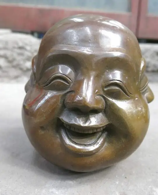 China brass copper Buddhism four face Buddha head sculpture Sculpture Statuein Statues
