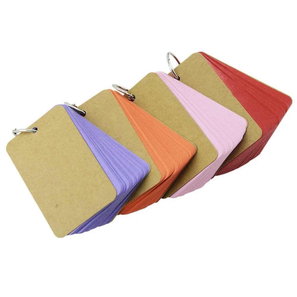 

200 Kraft Paper Binder Ring Easy Flip Flash Card Study Cards/ Memo Scratch Pads/ Bookmark/ DIY Greeting Card/ Index Card Stock/