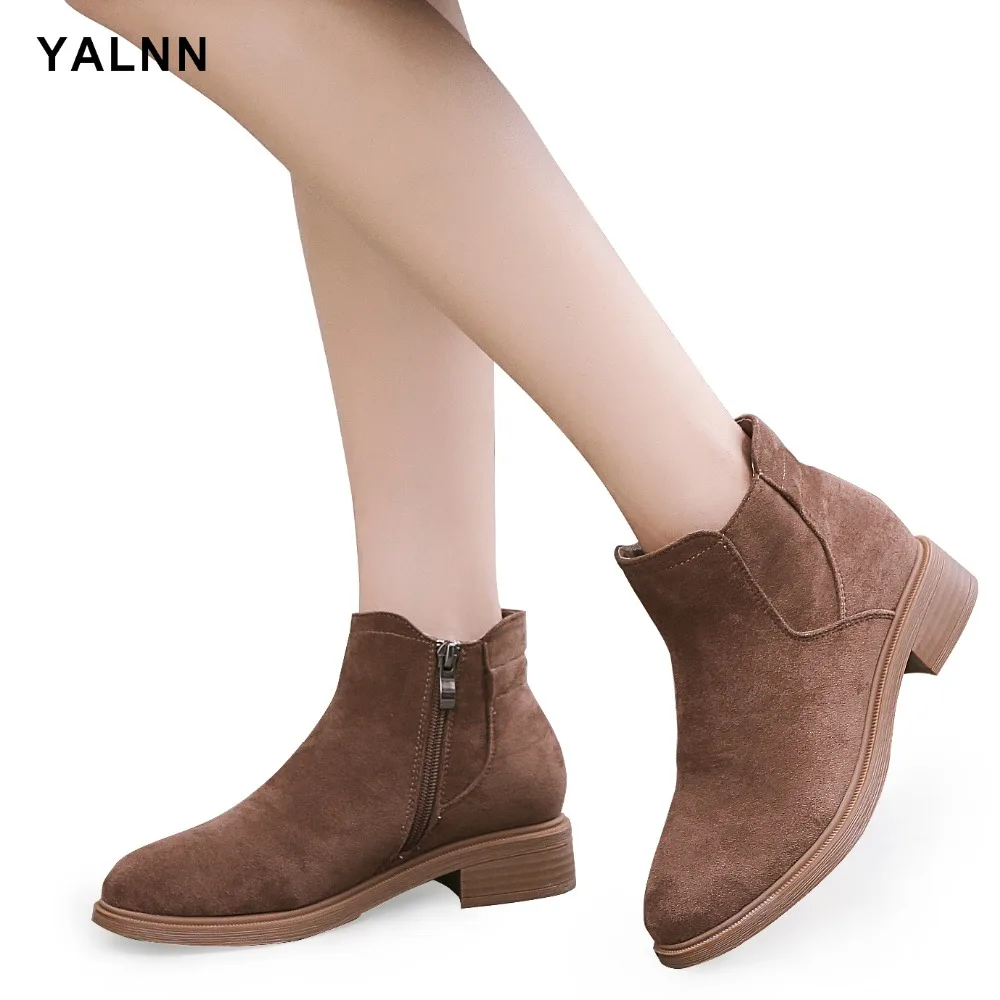 

YALNN Womens Ankle Boots Winter Work & Safety Plus Size Boots Women Shoes Flock Wedges Booties Short Plush Fur Boots for Women