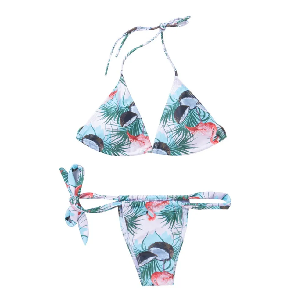 Sexy Colorfu Rainbow Striped Flora Bikini Set String Triangle Women's Swimwear Self Tie Side Tange Biniki 4 Color Size XL 6