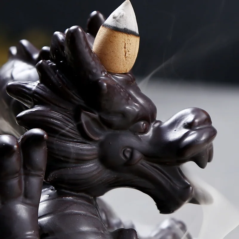 Подарок 20 пирамидки благовоний крутой Китайский талисман дракон ладан горелка фарфор обратная курильница с дымом просмотра креативный подарок