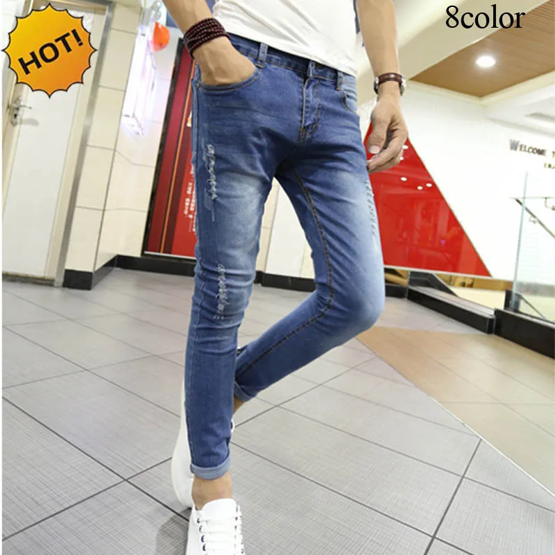 New Arrive 2017 spring autumn Fashion Hip Hop Low waist Designer Teenager Skinny jeans men Pencil