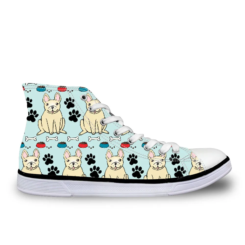

French Bulldog Printed Women Vulcanized Shoes for Ladies Casual Shoes Lace-Up High top Canvas Shoes Sneakers Woman