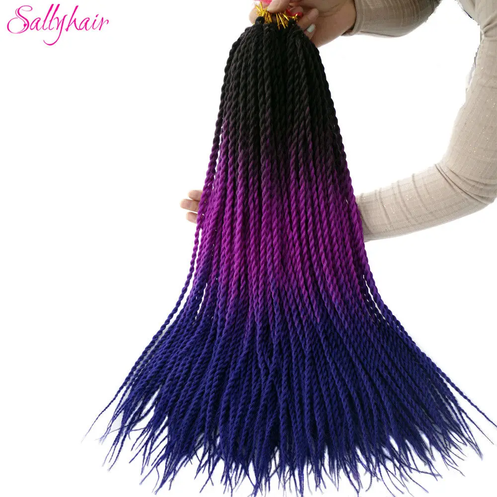 Sallyhair, 24 дюйма, 20 прядей, Омбре, цвет, сенегаль, закрученные косички, волосы для наращивания, высокая температура, синтетические, вязанные, косички