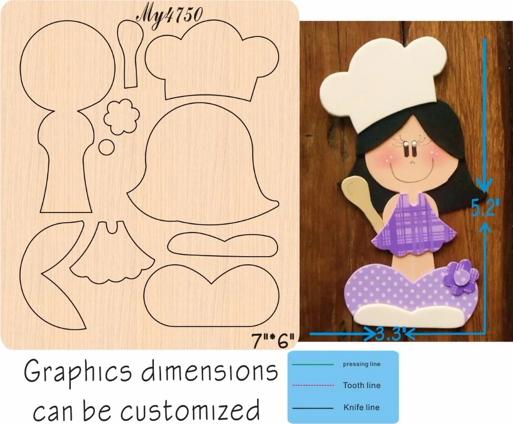 

Female chef new wooden mould cutting dies for scrapbooking Thickness-15.8mm