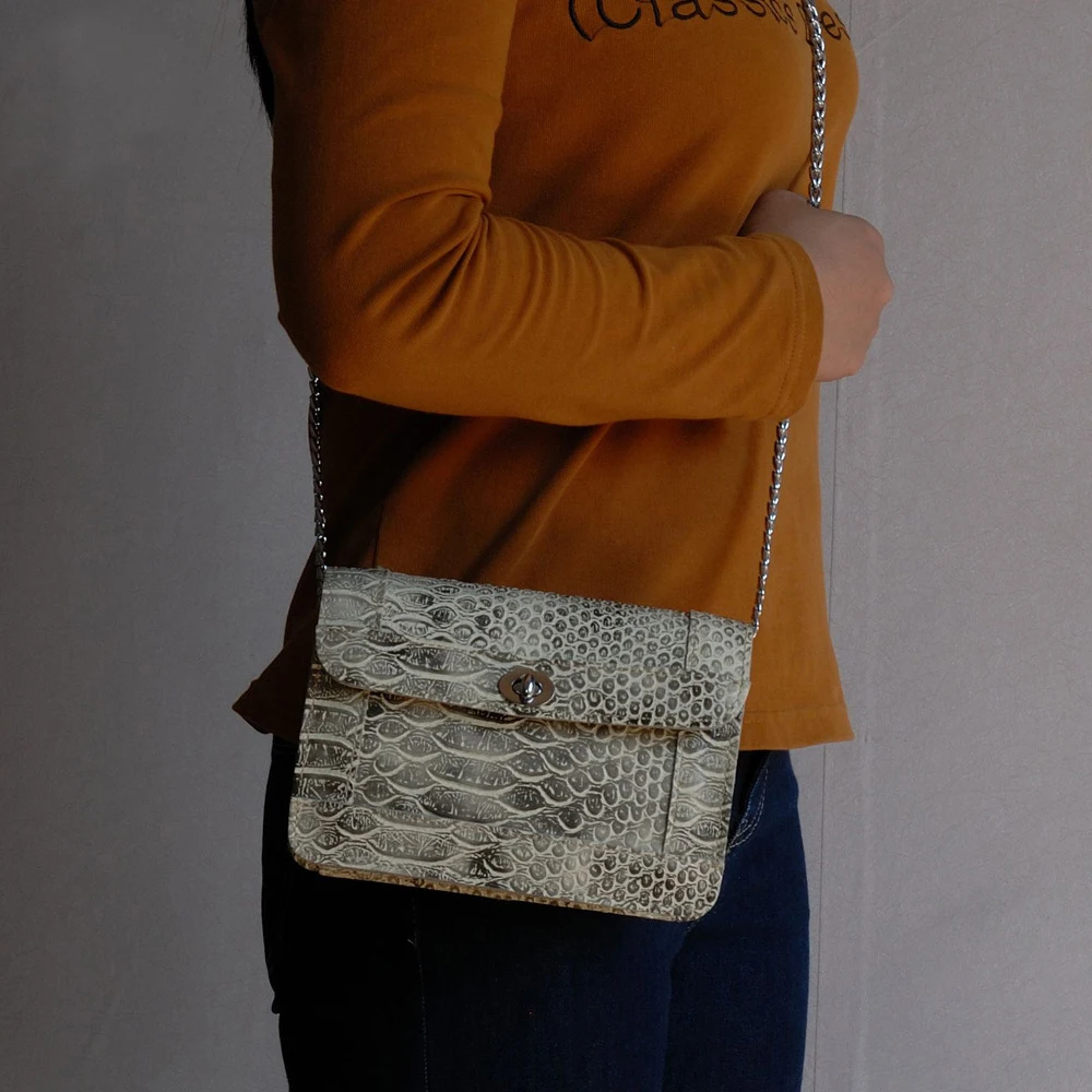 

100% Genuine Leather Shouler Bag Women Vintage Small Square Flap Bags Snake /Lepoard Pattern