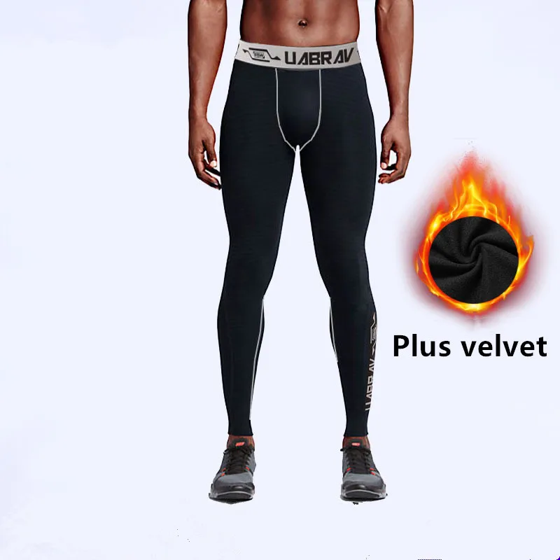 

Men running Tights pant Plus velvet elastic Compression Trousers Gym Fitness Bodybuilding Training Sweatpant Jogging Leggings