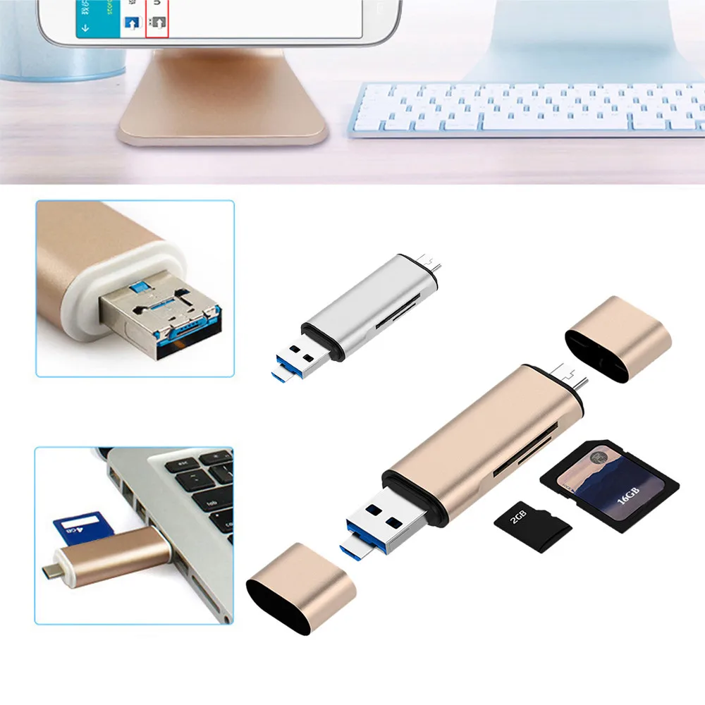 Карта памяти micro sd micro usb sd card reader USB 2,0 Тип C micro usb 3 в 1 Combo 2 TF слот для SD мини-считыватель карт OTG z75