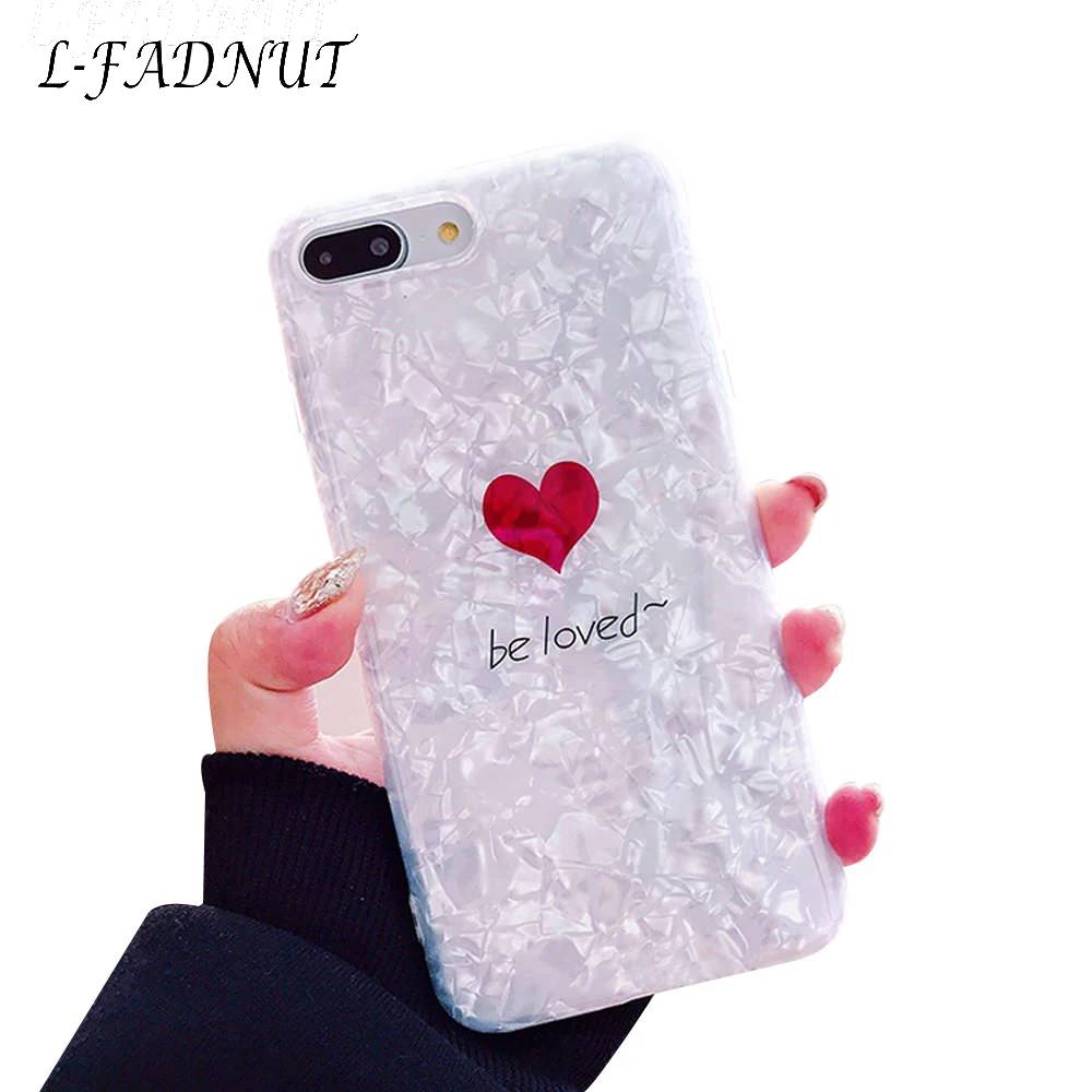 

L-FADNUT Love Pattern Lovely Phone Case For iPhone X Xs Wireless Charging Bumper For iPhone 7 8 6 6S Plus Slim Shockproof Cover