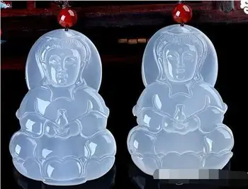 

Selling Jewelry>>>Natural A cargo jades Guanyin pendant men's ice jadeite white chalcedony stone large card