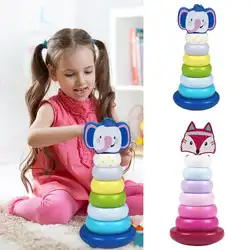 Радужная башенка деревянные блоки малыш забавная игра тренировка баланса игрушка