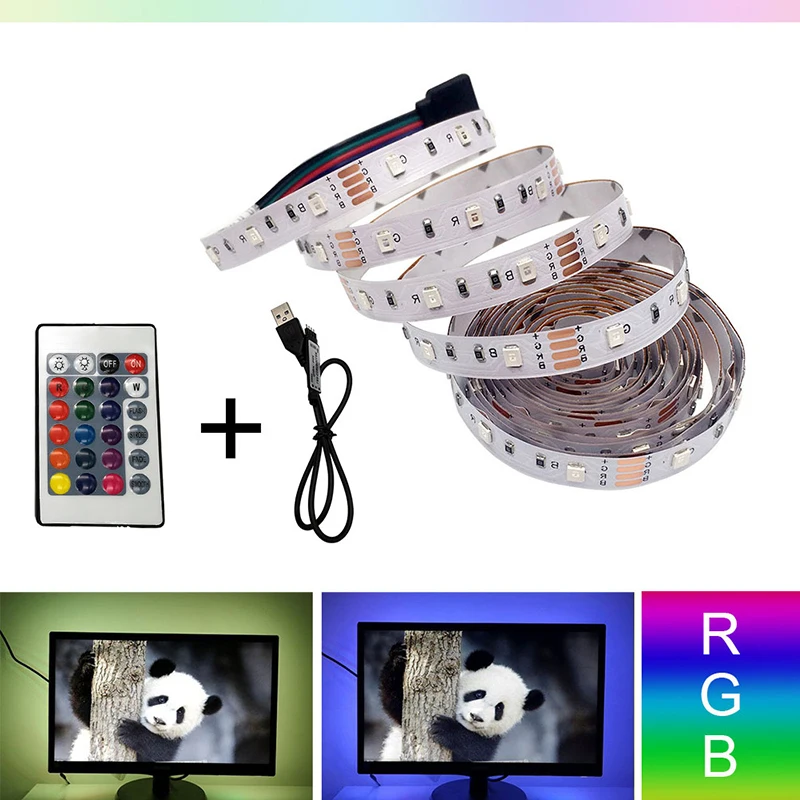 USB Светодиодная лента для подсветки 1 м 2 3 4 5 60 светодиодов/м|Светодиодные ленты| |