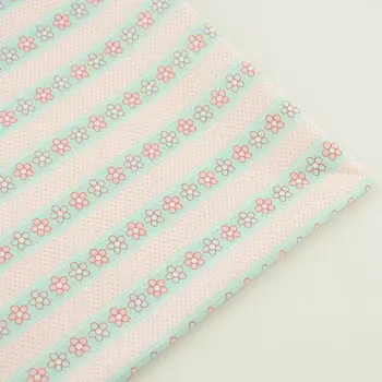 

Cuted Flowers and Dots Stripes Design Light Pink Cotton Fabric Patchwork Cloth Teramila Sewing Tissus Cutting Pieces Quilting