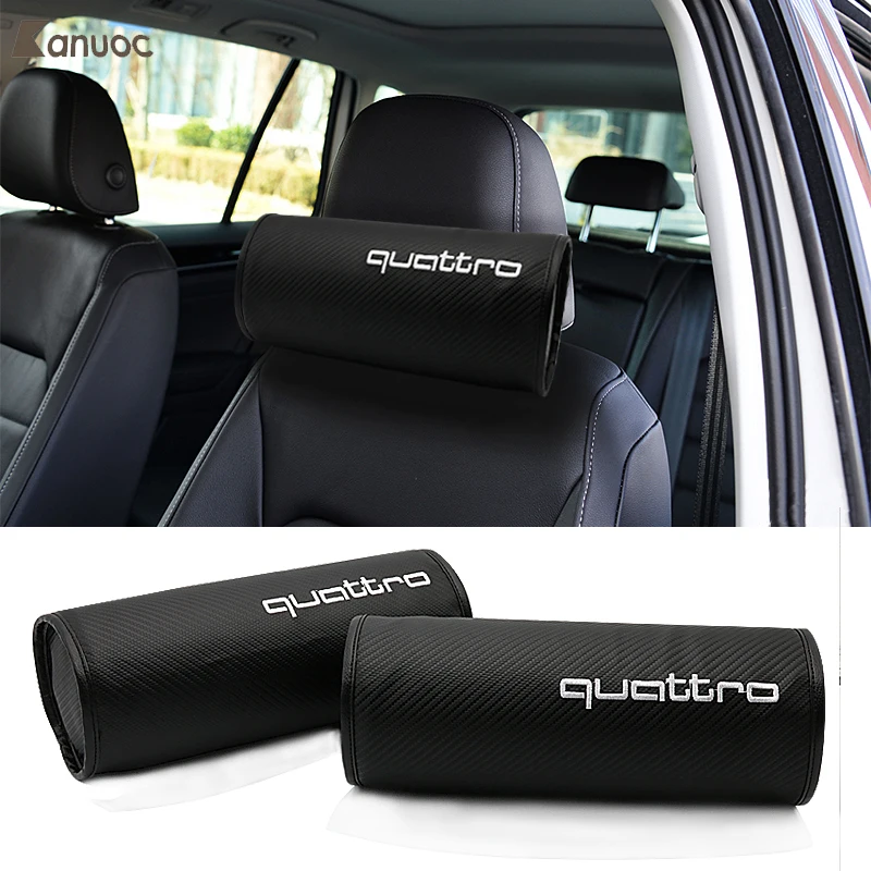 

2PCS PU Leather Car Neck Pillows Neck Headrest Stickers For Audi Quattro TT Q3 Q5 Q7 80 100 A1 A2 A4 A7 A8 S3 S4 Sline RS7 R8 S8