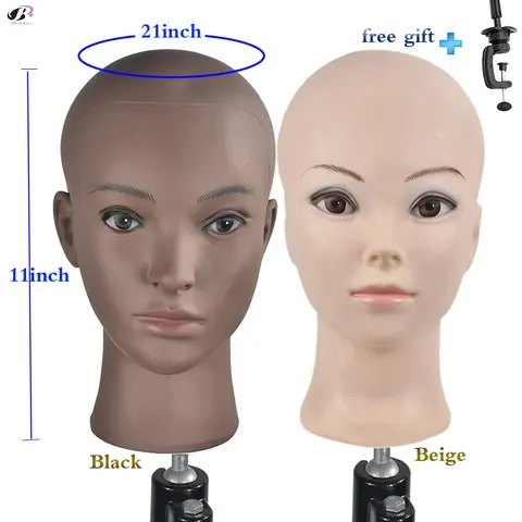 Tomada de Peruca Cabeça e Cabeça Boneca de Exibição com Uma Careca Cabeça Treinamento Manequim Macio Pvc Feminina Perucas da Braçadeira Livre