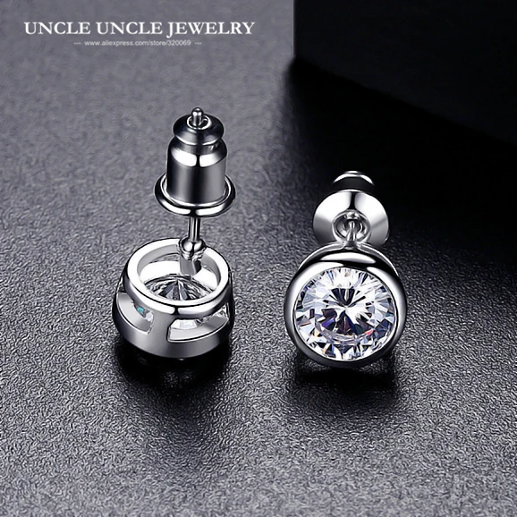 Brand Design Simple Style White Gold Color 1ct Clear Round Cubic Brand Design Simple Style White Gold Color 1ct Clear Round Cubic Zirconia Woman Jewelry Stud Earrings In From Accessories On