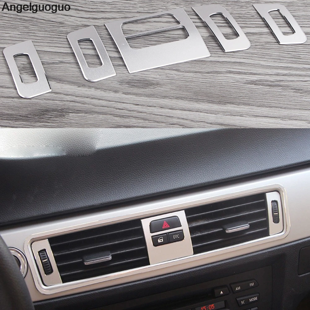 Car control and side AC Outlet Trim Air Outlet Frame bStickers Covers For BMW 3 series E90 2005-2012 ( red, silver option)