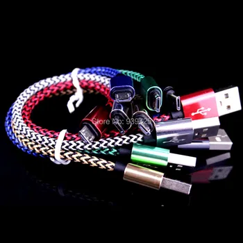 

200pcs/lot 0.2M 20CM Micro Fabric nylon braided usb cable Accessory Bundles for samsung s3 s4 S6 blackberry htc