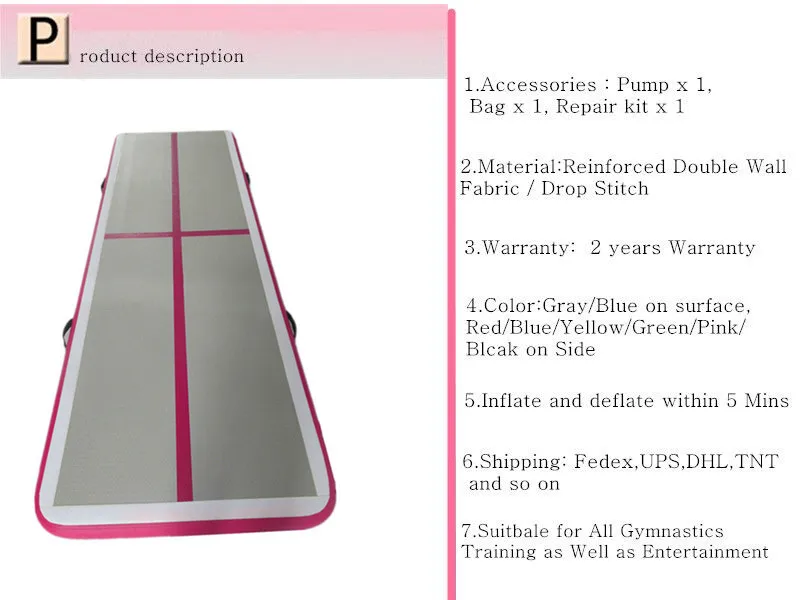 Air коврик для гимнастики в стиральной машине трек, прыжки надувной пол воздуха розовый цвет 3 м x 1 м x 0.1 м