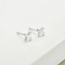 925 пробы Серебряные Персонализированные буквы х креативные серьги-гвоздики с крестом для женщин девочек детей студентов милые серьги S925 ювелирные изделия