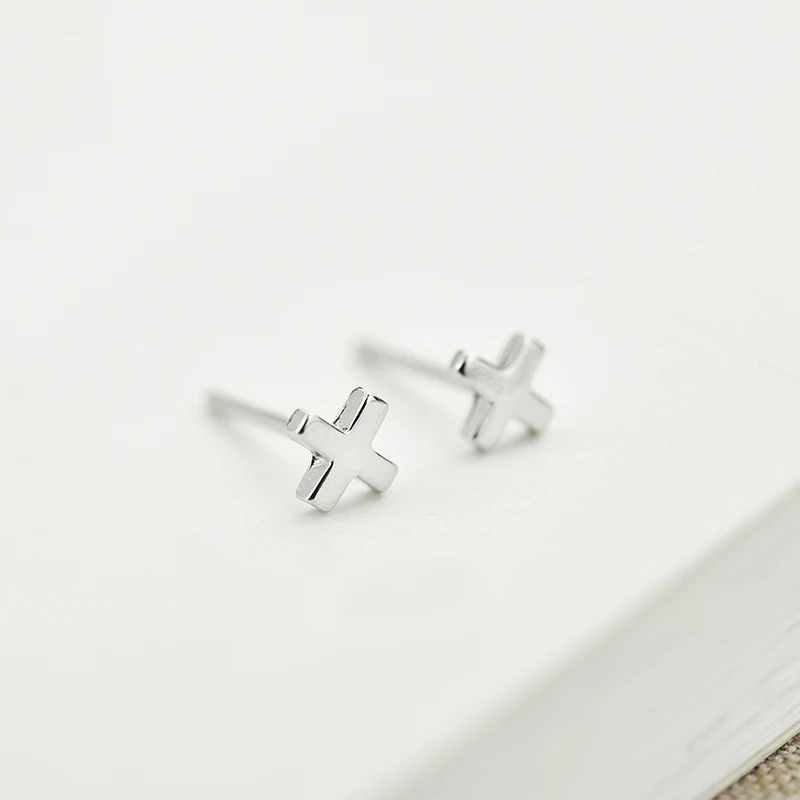 

925 Sterling Silver Personalized Letter X Creative Cross Ear Stud Earrings For Women Girls Kids Student Cute Earing S925 Jewelry