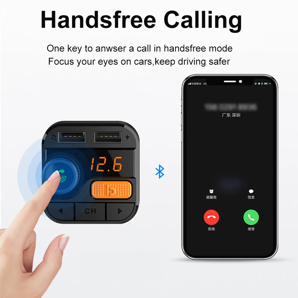 Konrisa Bluetooth 5 0 FM передатчик модулятор бас Музыка Handsfree Car Kit Радио MP3 плеер Поддержка