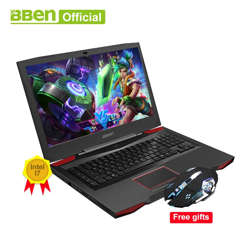 Prix BBEN G17 17.3 pouce Ordinateur Portable De Jeu i7 cpu GDDR5 NVIDIA GTX1060 Windows10 DDR4 32 gb + 512 gb SSD + 1 tb HDD RGB Mécanique Clavier