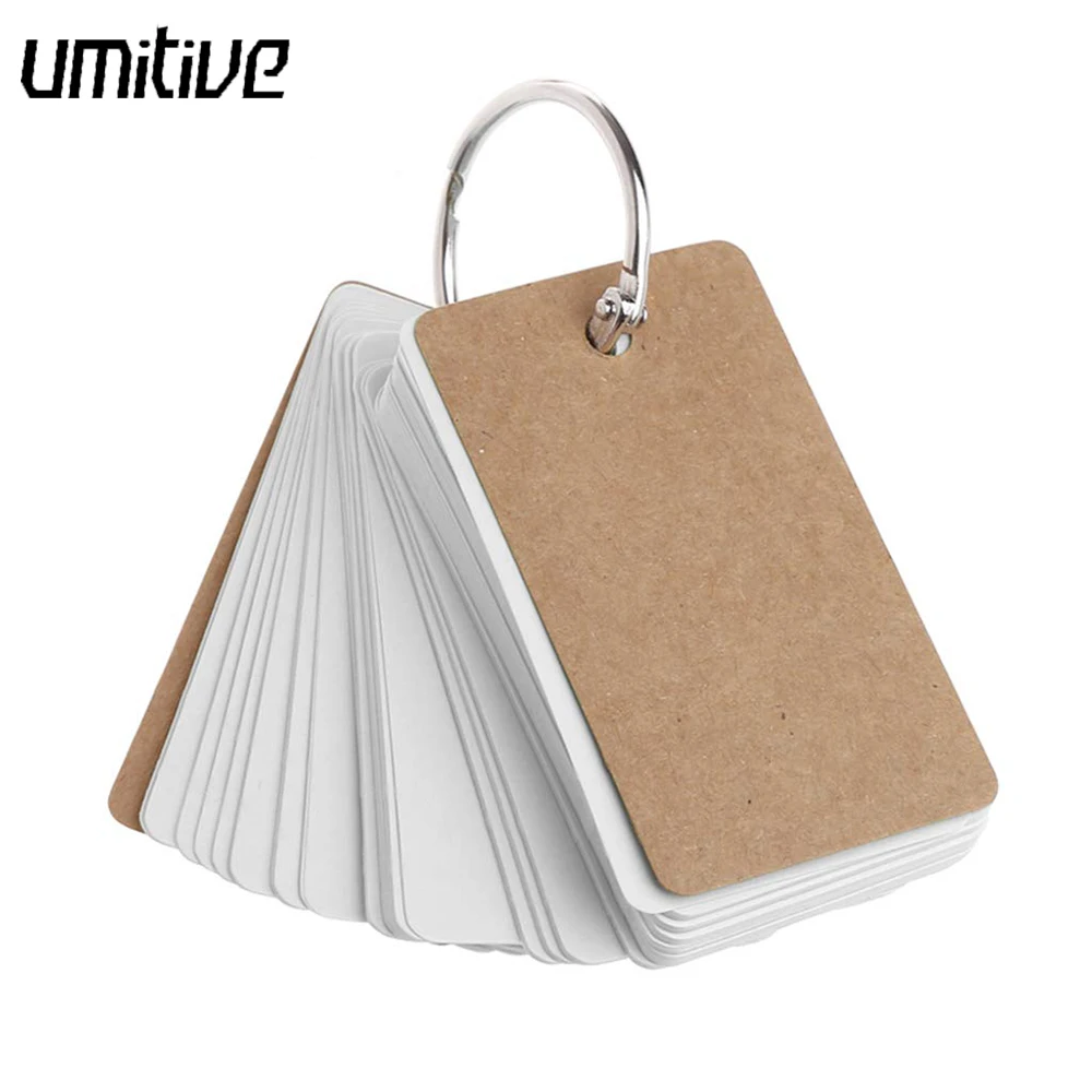 

Umitive Kraft Paper Binder Ring Easy Flip Flash Cards Study Memo Pads DIY Stationery memo sheets