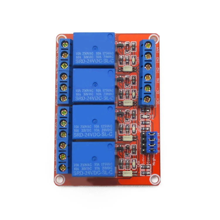 4 way relay module with support level trigger optocoupler 24V four