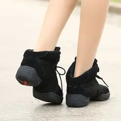 USHINE B53 черный холст и сетки Фитнес спортивная обувь Zapatos De танец Современный Танцы кроссовки Джаз балетки Обувь для танцев Для женщин