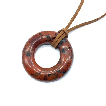 Ver todos los productos de la tienda 120 Collar con colgante redondo de Donut de piedra Natural jaspes rojos redondos de 46 mm
