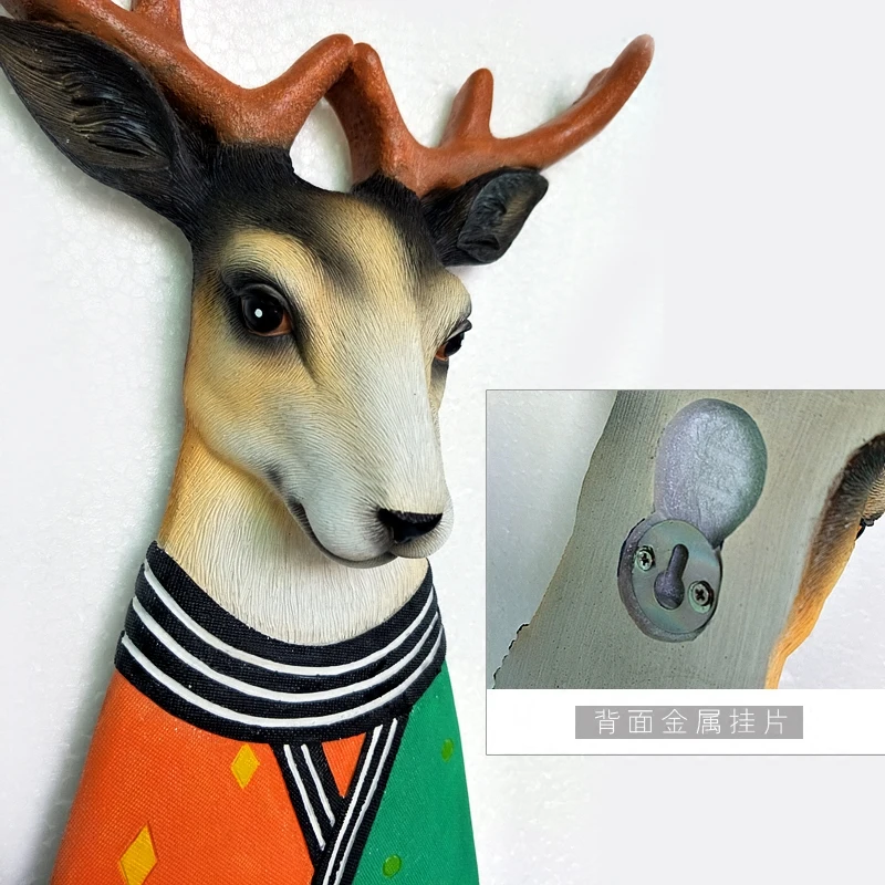  Wall Decoration Wall Hanging Creative Nordic Bedroom Living Room Elk Hanging Stereo Embossed Animal - 33021445397