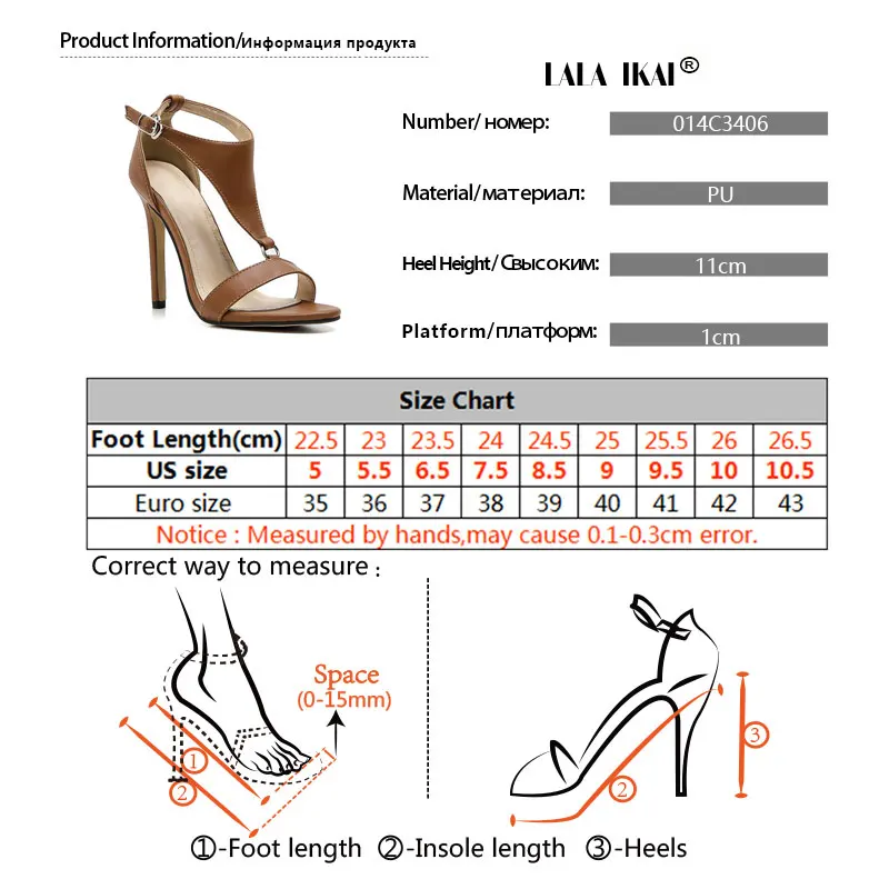 LALA IKAI/летние женские босоножки из искусственной кожи; женские босоножки на ремешке с пряжкой; женские сандалии-гладиаторы на высоком каблуке; 014C3406-4