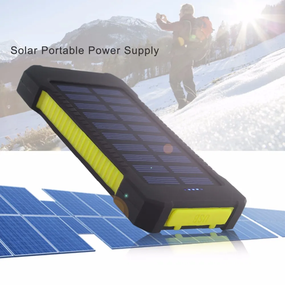 

Big promotion Solar Panel Portable Waterproof Power Bank 20000mah Dual-USB Solar Battery PowerbankPortable Cell Phone Charger