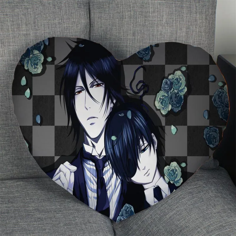 

Black deacon Black Butler Custom Heart Shape Pillow Cover Custom Zipper Pillowcase Cover Wedding Home Office Decorative