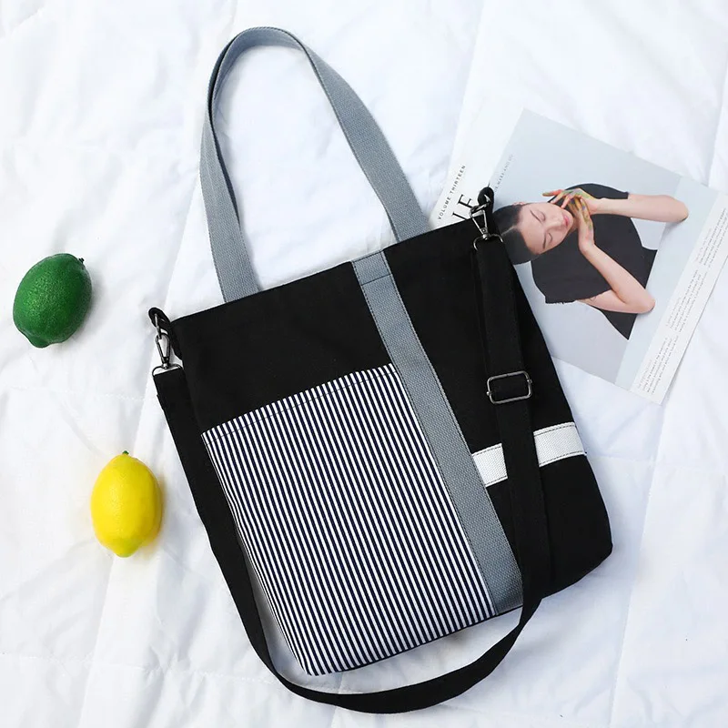 

Casual Women Canvas Student Art Single Shoulder Bag Harajuku Style Simple Shopping Travel Tote LBY2018