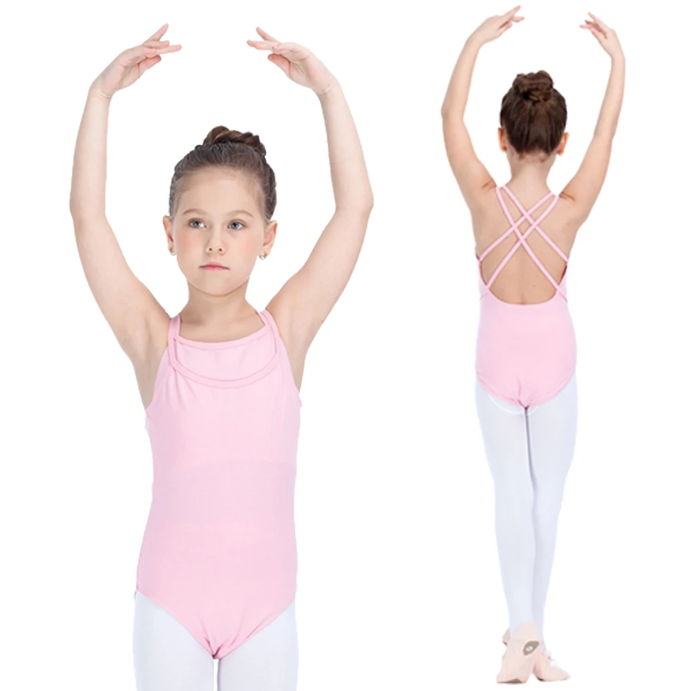 Cotton/Lycra 2 Pieces Camisole Dancing Leotards Girls Ballet Bodysuit