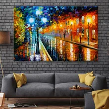 Abstrato colorido da Rua da Cidade de Impressão Romântico Pintura a Óleo Da Paisagem Da Arte Da Parede Da Lona Poster Imagem para Sala de estar Decoração de Casa