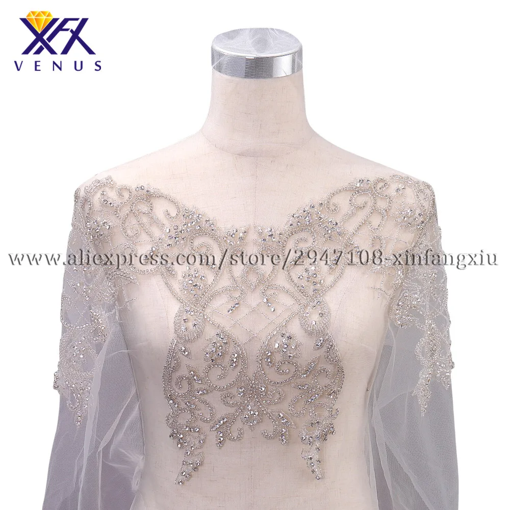 

XINFANGXIU Pretty Sewing Stone beads patches large beaded patches rhinestone appliques crystal embroidery patches for dresses