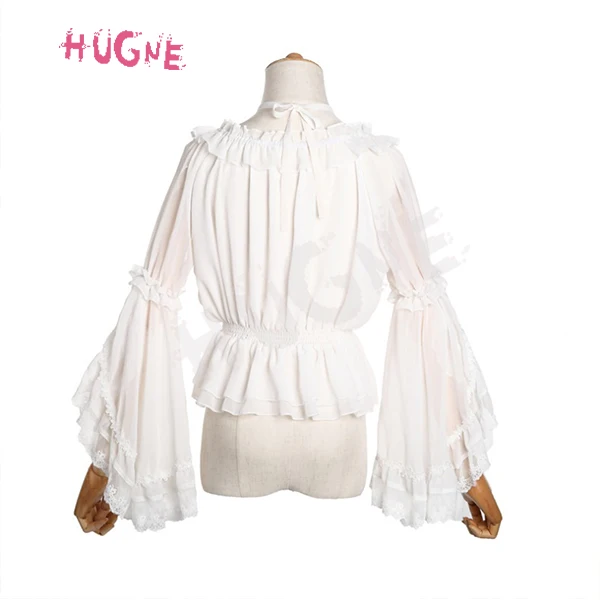 

Sweet Women's Chiffon Blouse Flare Sleeve Cross Neck Lolita Top for Summer