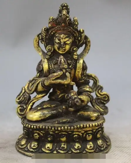

S4679 Tibet Buddhist Bronze 24K Gold Vajrasattva Bodhisattva God Buddha Statue Figurin