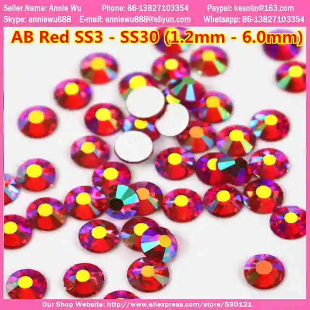 AB цвета Кристалл ss6 30 цветов Стразы для ногтей с плоским основанием разноцветные для ногтей художественное украшение страз кристалл swarovsky ногтей ccrystal - Цвет: ab big red
