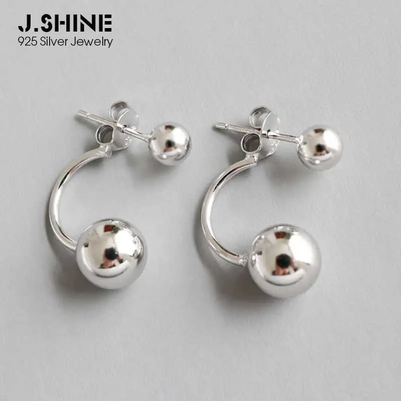 JShine, трендовые 925 пробы серебряные серьги, серьги с двумя шариками, модные ювелирные украшения, съемные серьги-гвоздики спереди и сзади