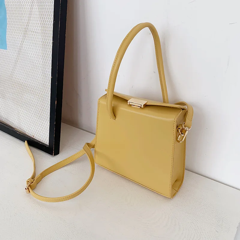 

fashion Casual Soild Box Handbags Top-handle Pu Ladies HandBags Woman Luxury Leather Handbag Female Shoulder Bags Women Tote