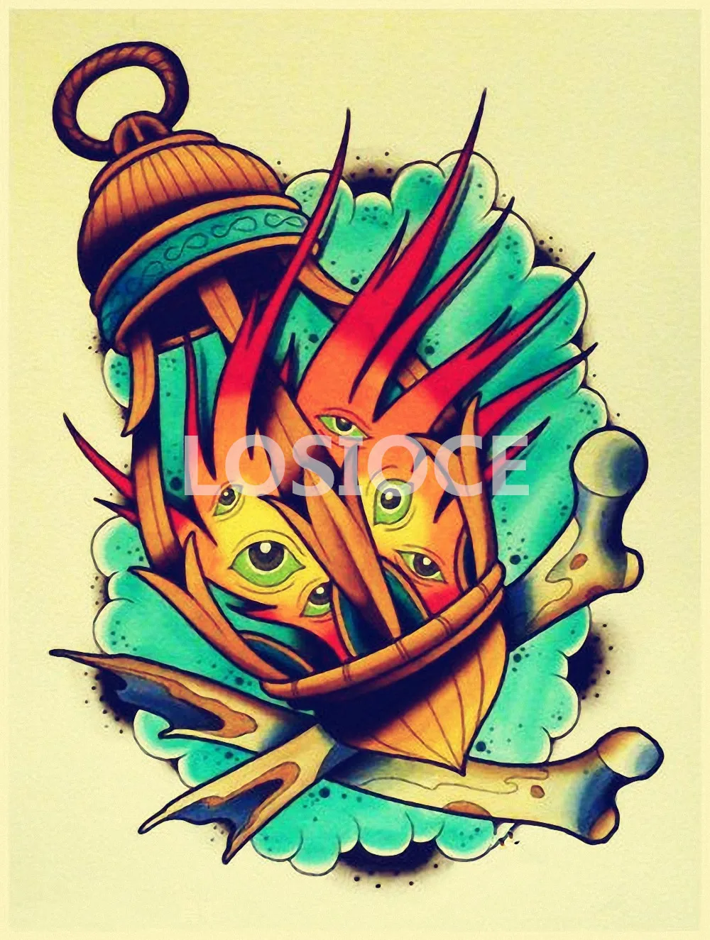 Retro Kraft Paper Tattoo Sketch Posters Wall Sticker Painting