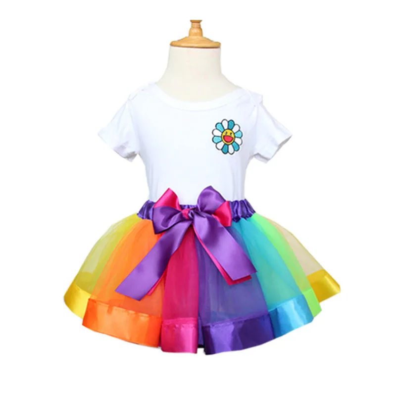 

2019 Baby Girl Skirt Kid Cothes Tutu Rokken Rainbow Jupe fille Mesh Yarn Gonna Performing Party lol Surprise Clothes Saia
